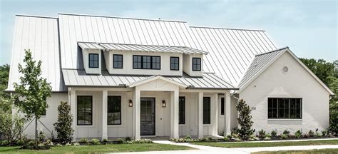 white metal roof modern house|white house with galvalume roof.